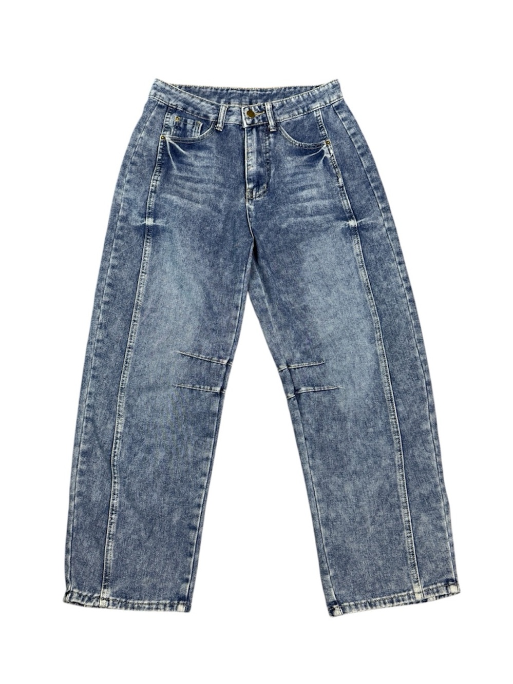 Barrel Leg Jeans High Waist Medium Wash